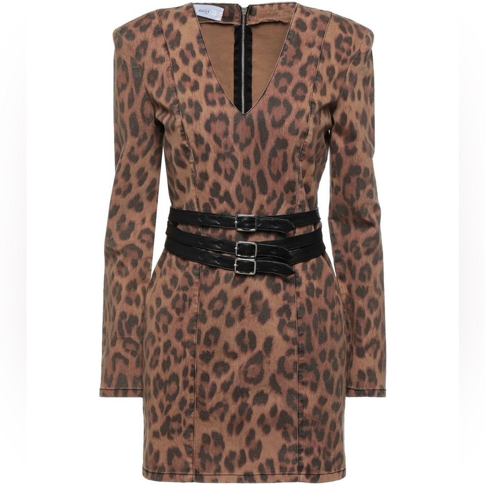 Leopard Print Mini Dress with Black Accents
